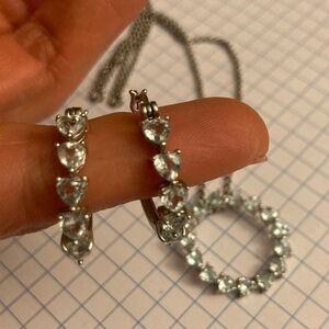 Gorgeous solid sterling silver and blue topaz earrings and necklace set